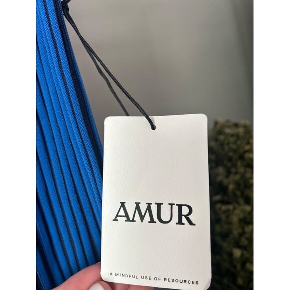 Amur Jenna Pleated Knit Midi Skirt Blue Womens Size Medium - Picture 7 of 11